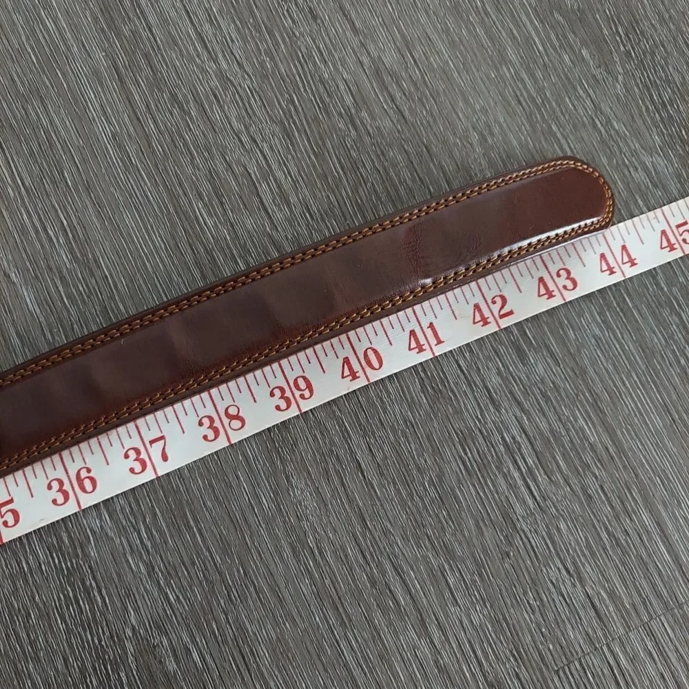 Brown Ratchet Leather Belt Eagle Buckle Size L 38